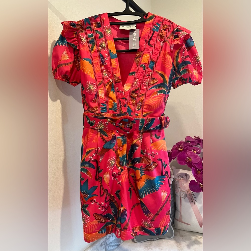 Farm Rio Macaw party belted romper